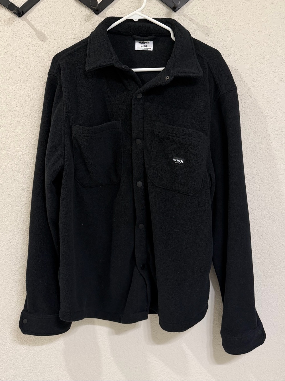 Hurley Men’s Black Fleece Shirt Jacket Size Large